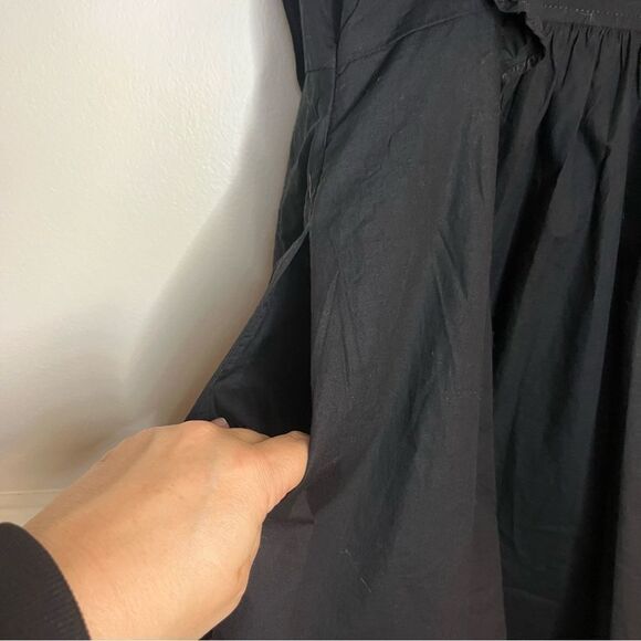 Maeve Anthropologie Button Front Ruffled Little Black Mini Dress Size 4 - Picture 13 of 13